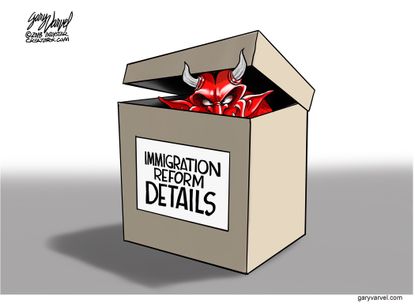 Political cartoon U.S. Trump immigration DACA Dreamers