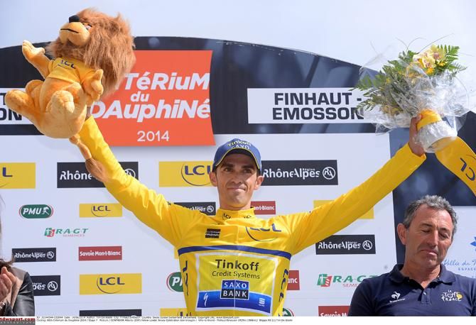 Alberto Contador (Tinkoff Saxo) race leader after stage 7 of the Crit&eacute;rium du Dauphin&eacute;
