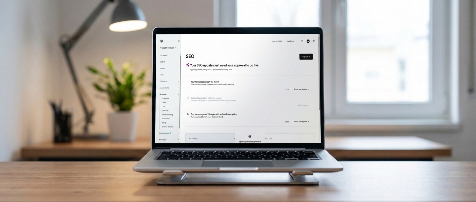 Screenshot of godaddy seo dashboard on a macbook