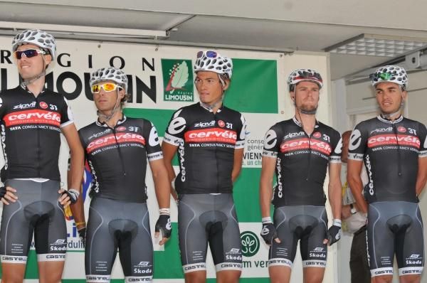 Cervelo TestTeam's Philip Deignan, Davide Appollonio, Stefan Denifl, Oscar Pujol Munoz and Xavier Florencio Cabre (l-r).