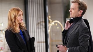 Michelle Stafford and Trevor St. John as Phyllis and Tucker facing off with each other in The Young and the Restless