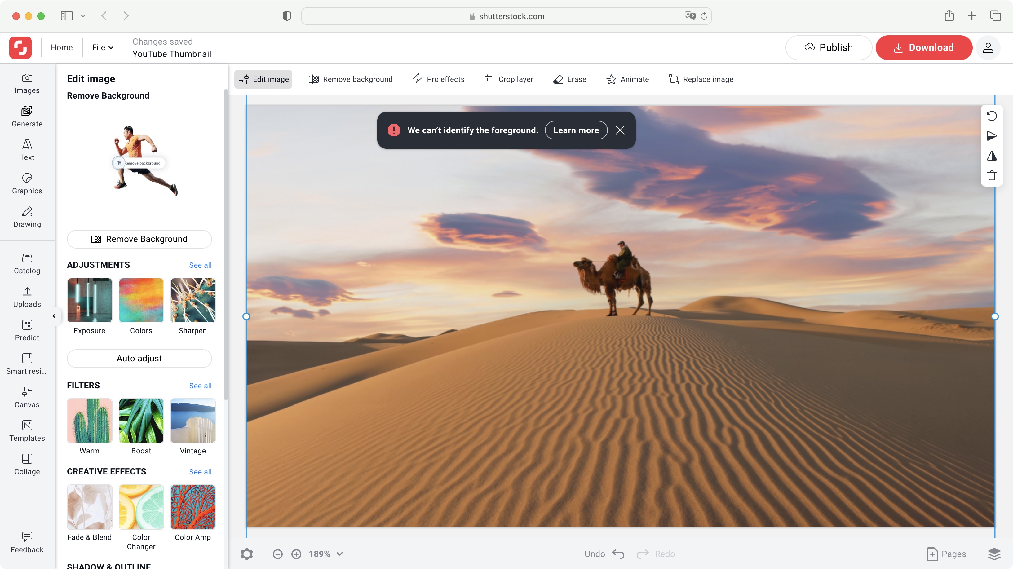 Shutterstock's Creative Flow Plus platform during our test and review process