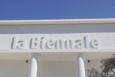 Venice Architecture Biennale 2027, view of the central pavilion wording spelling la biennale