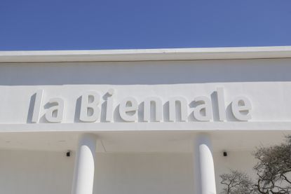 Venice Architecture Biennale 2027, view of the central pavilion wording spelling la biennale
