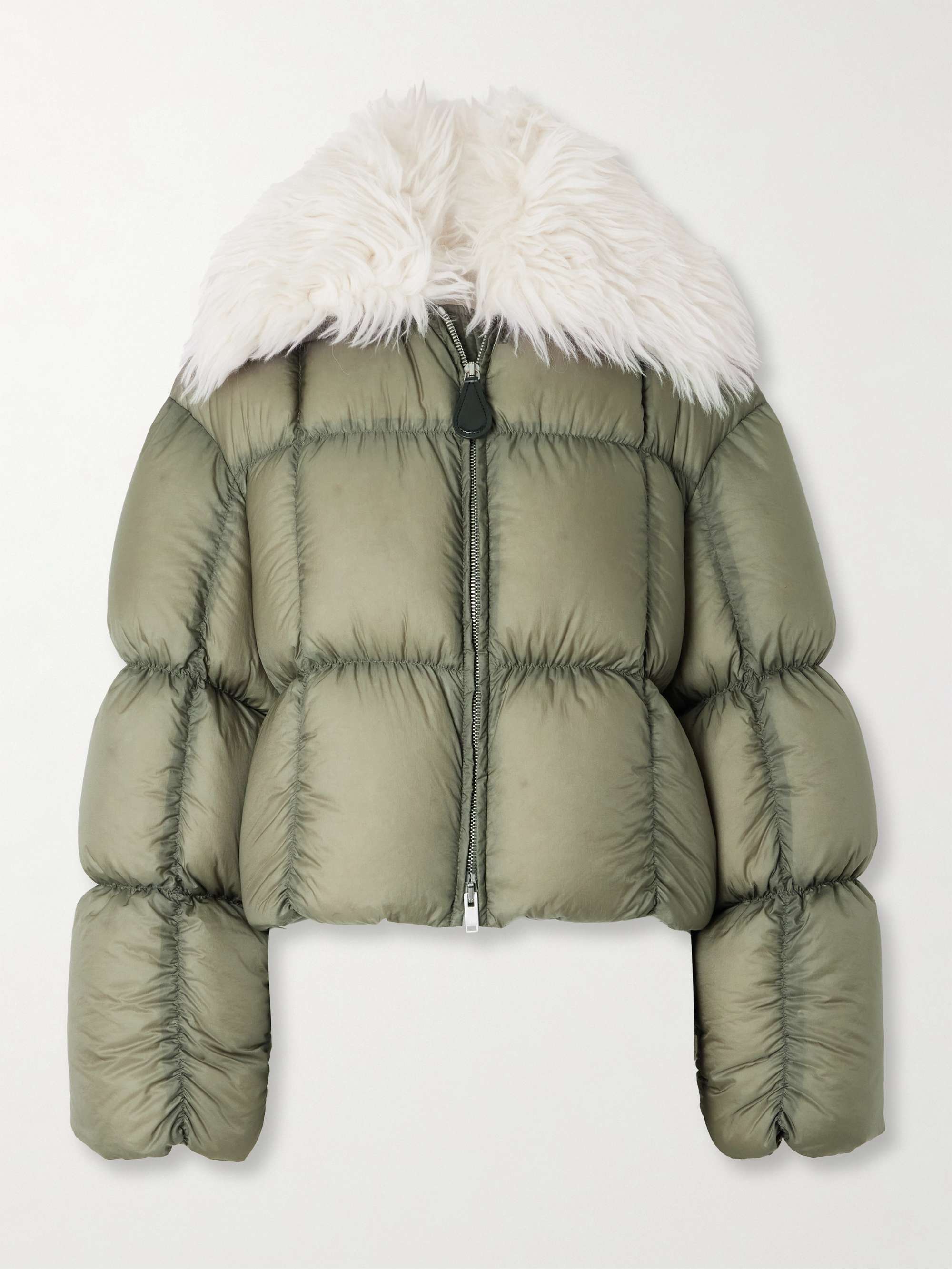 Plush-Trimmed Padded Quilted Shell Jacket