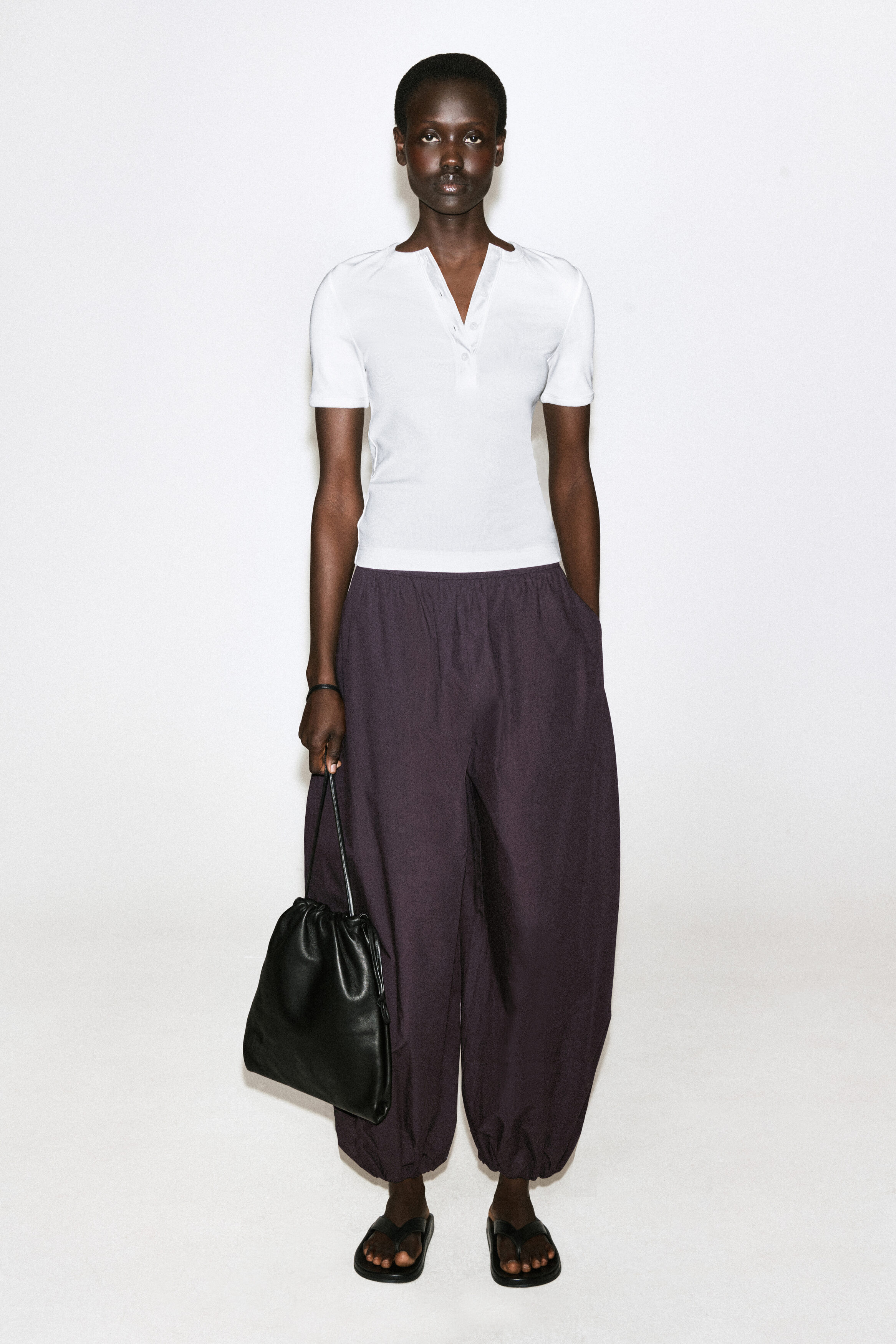 Fluid Cotton Balloon Trousers