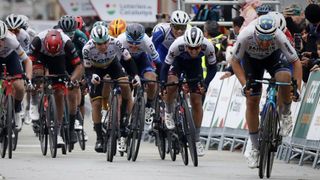 Volta Ciclista a Catalunya 2022 - 101st Edition - 1st stage Sant Feliu de Guixol - Sant Feliu de Guixols 171,2 km - 21/03/2022 - Sonny Colbrelli (ITA - Bahrain Victorious) - Sergio Higuita (COL - Bora - Hansgrohe) - photo Luis Angel Gomez/SprintCyclingAgencyÂ©2022. 