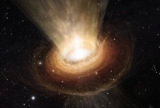 An artist's representation of a supermassive black hole.