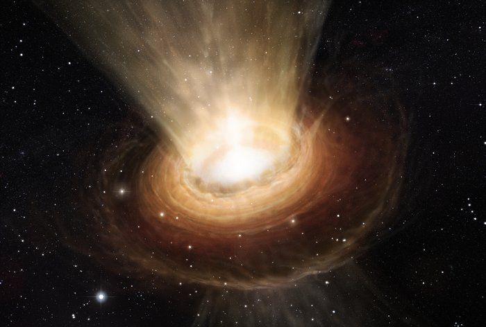 An artist&#039;s representation of a supermassive black hole.