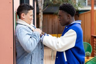 DeMarcus Westwood goes head to head with Mason Chen-Williams in Hollyoaks. 