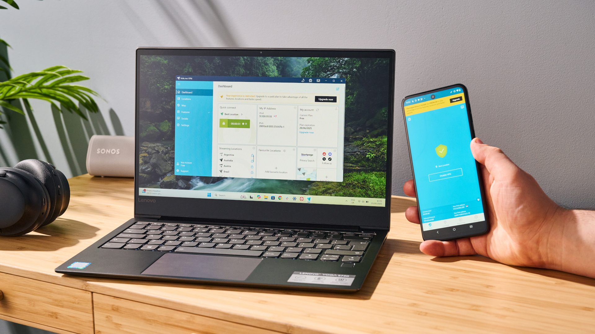 Hide.me Free apps on laptop and mobile
