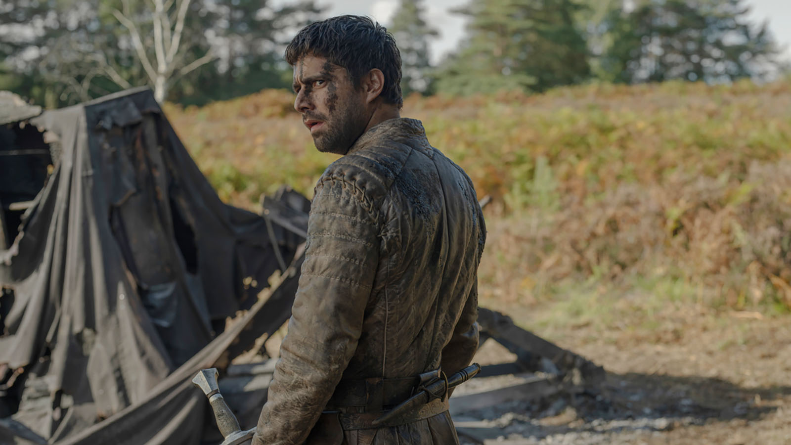 Criston Cole looking over his left shoulder in House of the Dragon season 3 episode 6