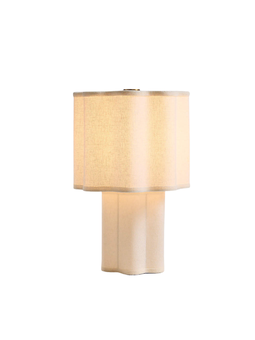 Ola Warm White Linen Mini Table Lamp 13"