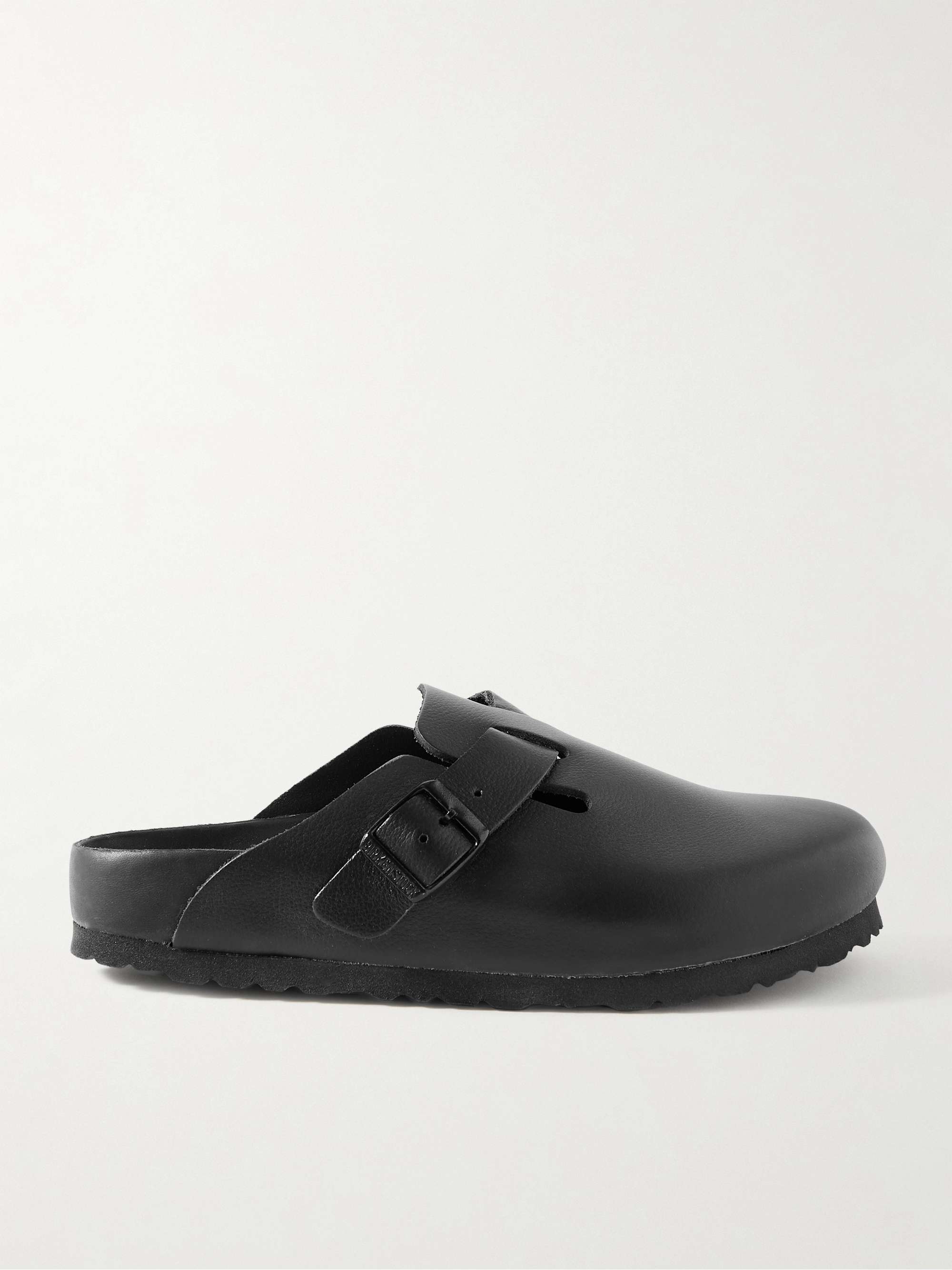 Boston Suede-Trimmed Leather Clogs