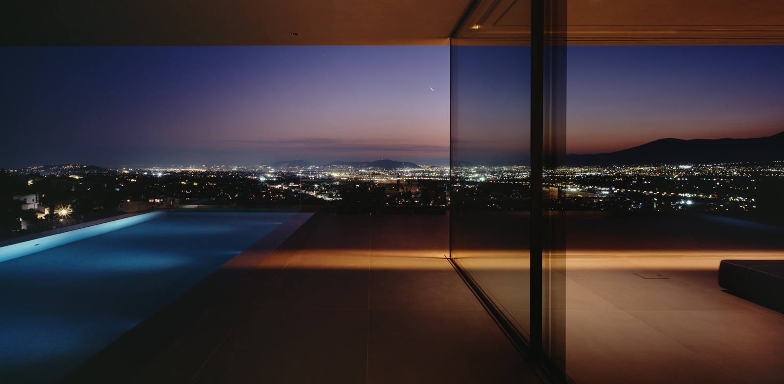 Nightime views from reflection house in Athens