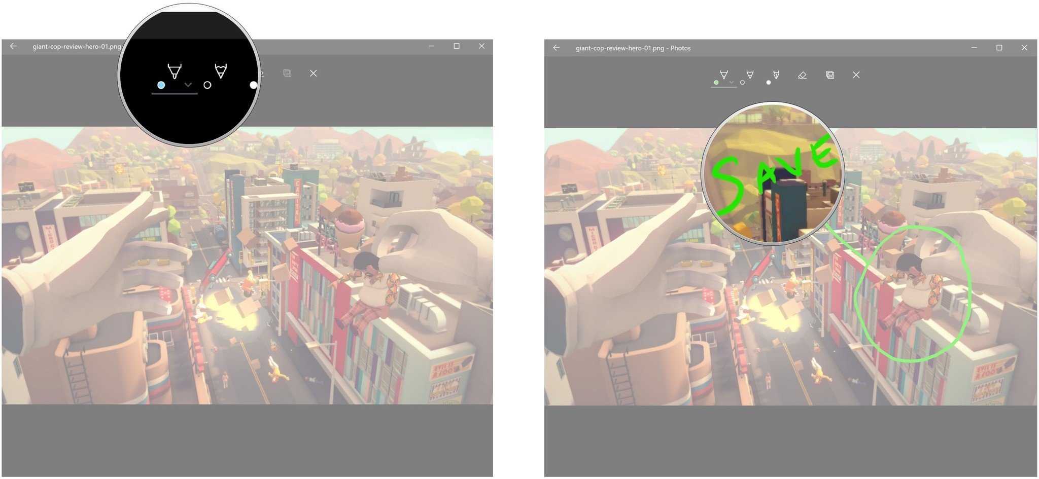 Click a drawing tool. Create a drawing.