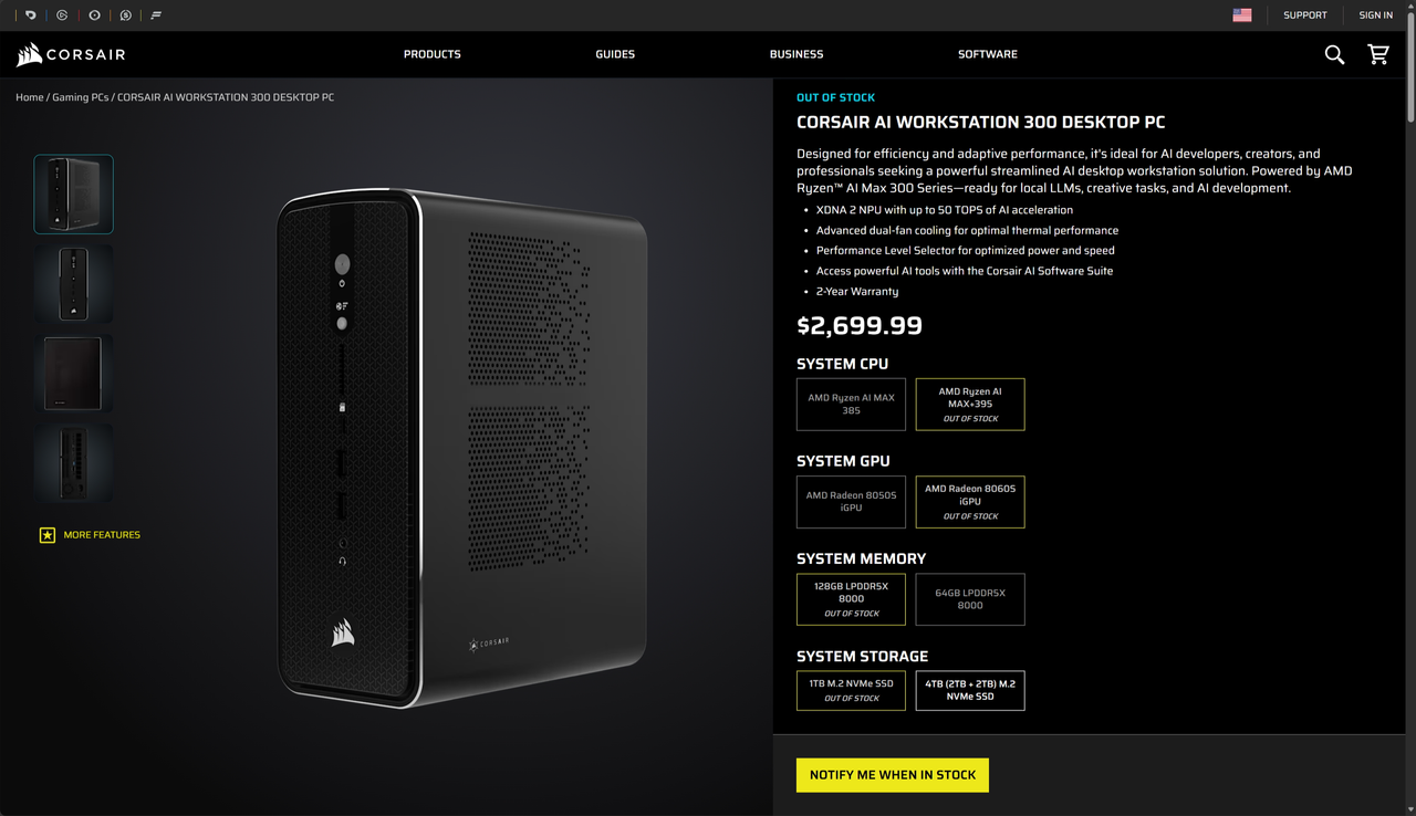 Corsair AI Workstation 300 prices