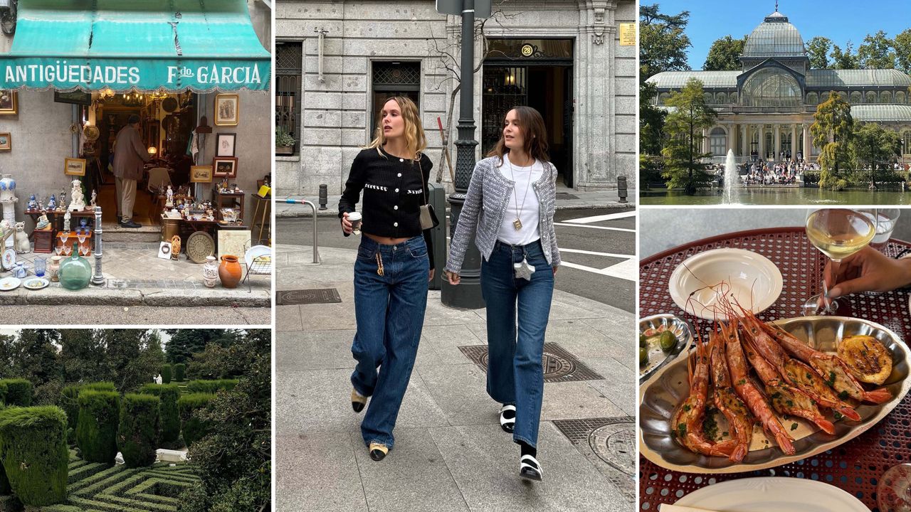 a collage of images featuring Helena and Lucia Cuesta&#039;s city guide to Madrid