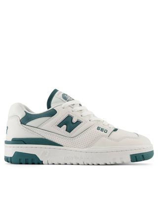 New Balance 550 Trainers in White and Turquoise