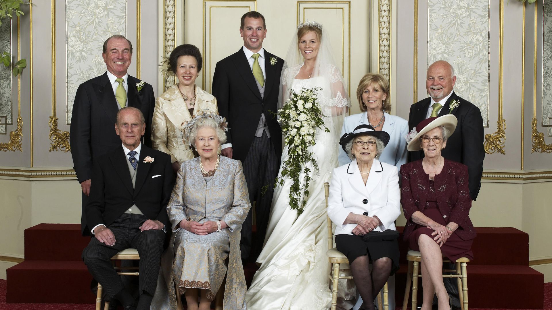 Peter Phillips and Autumn Phillips' wedding photographs, including their parents and grandparents