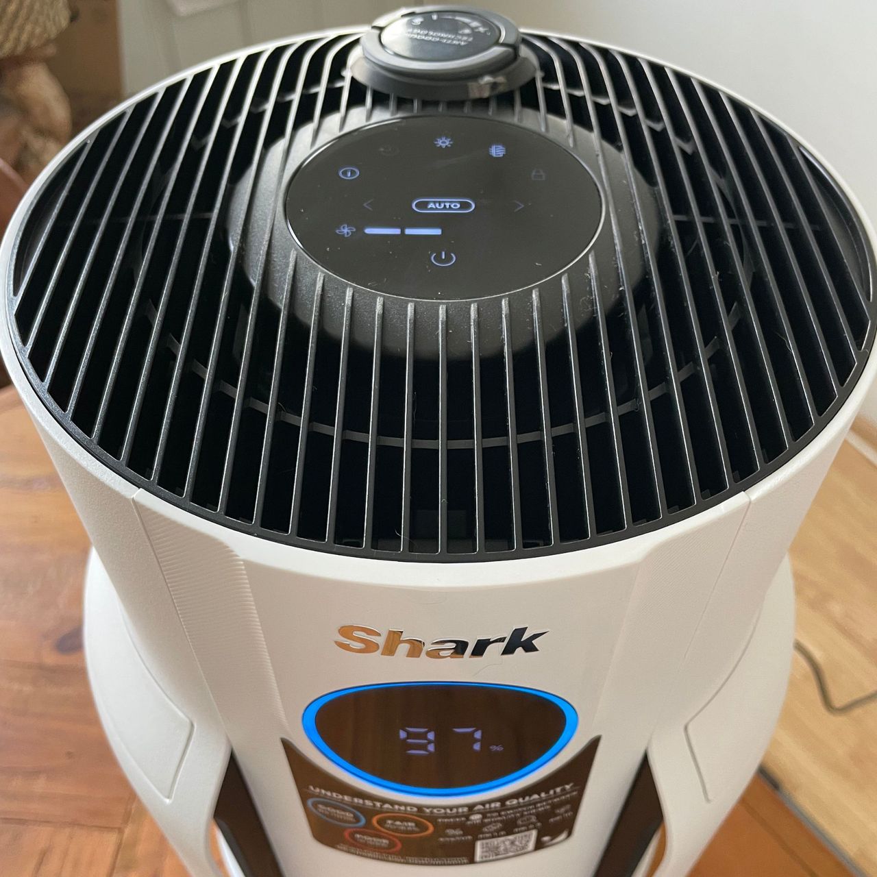 Close up of the Shark NeverChange 5 Air Purifier controls