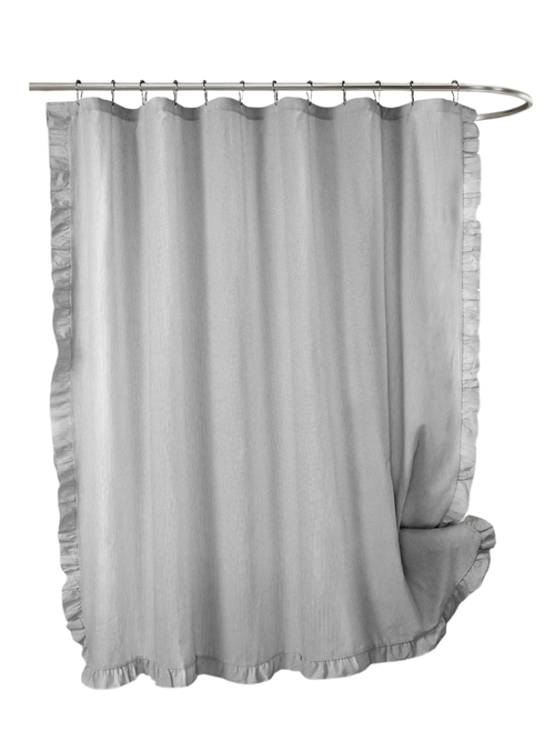 100% Cotton Striped Shower Curtain With Ruffle