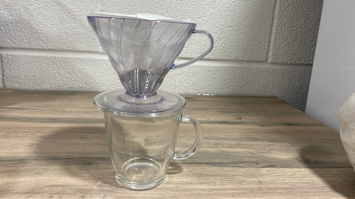 a photograph of the Hario V60 being used to brew coffee