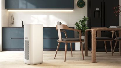 White large capacity air purifier displayed in room 