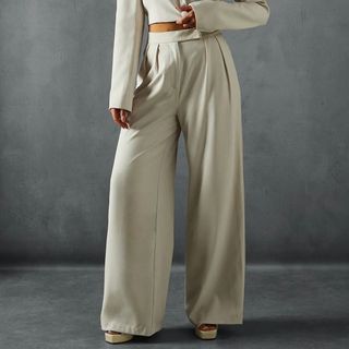 satin high-waisted, wide leg trousers