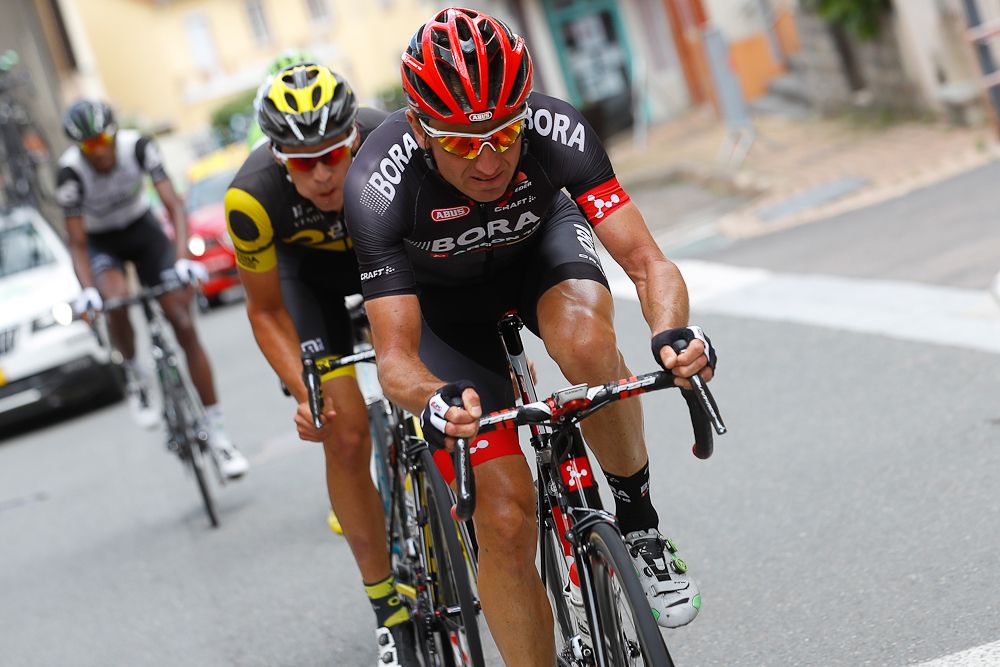 Bartosz Huzarski (Bora - Argon 18) in the breakaway during stage 2 at the Criterium du Dauphine