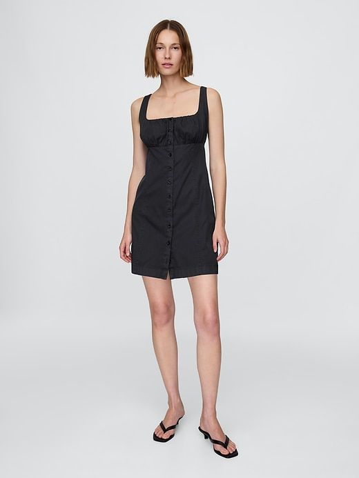 Shirred Button-Front Dress