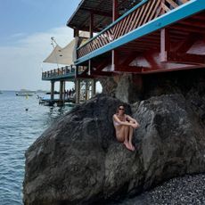 Camille Charriere on a beach vacation.