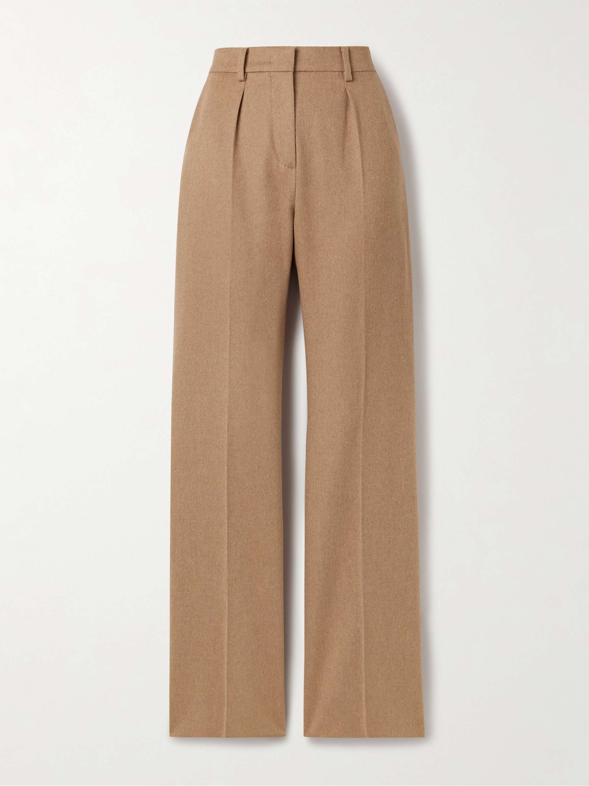 Camel Hair Straight-Leg Pants