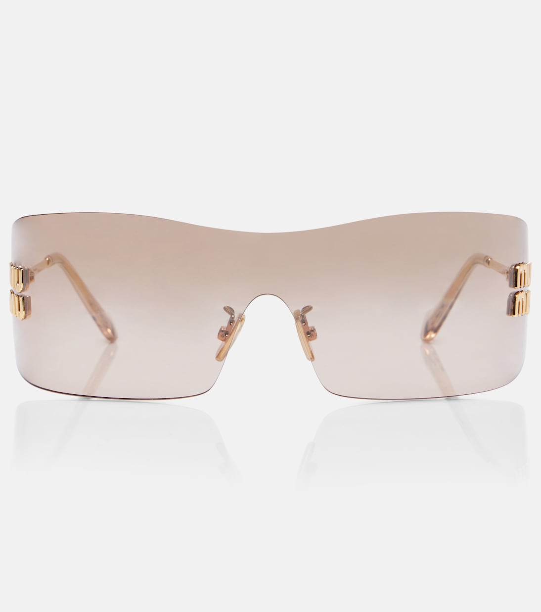 Aube Shield Sunglasses in Gold - Miu Miu