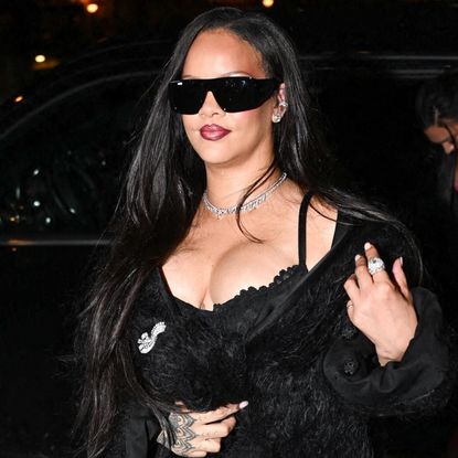 Rihanna trades fresh-off-the-runway Dior couture for a knitted little black dress 