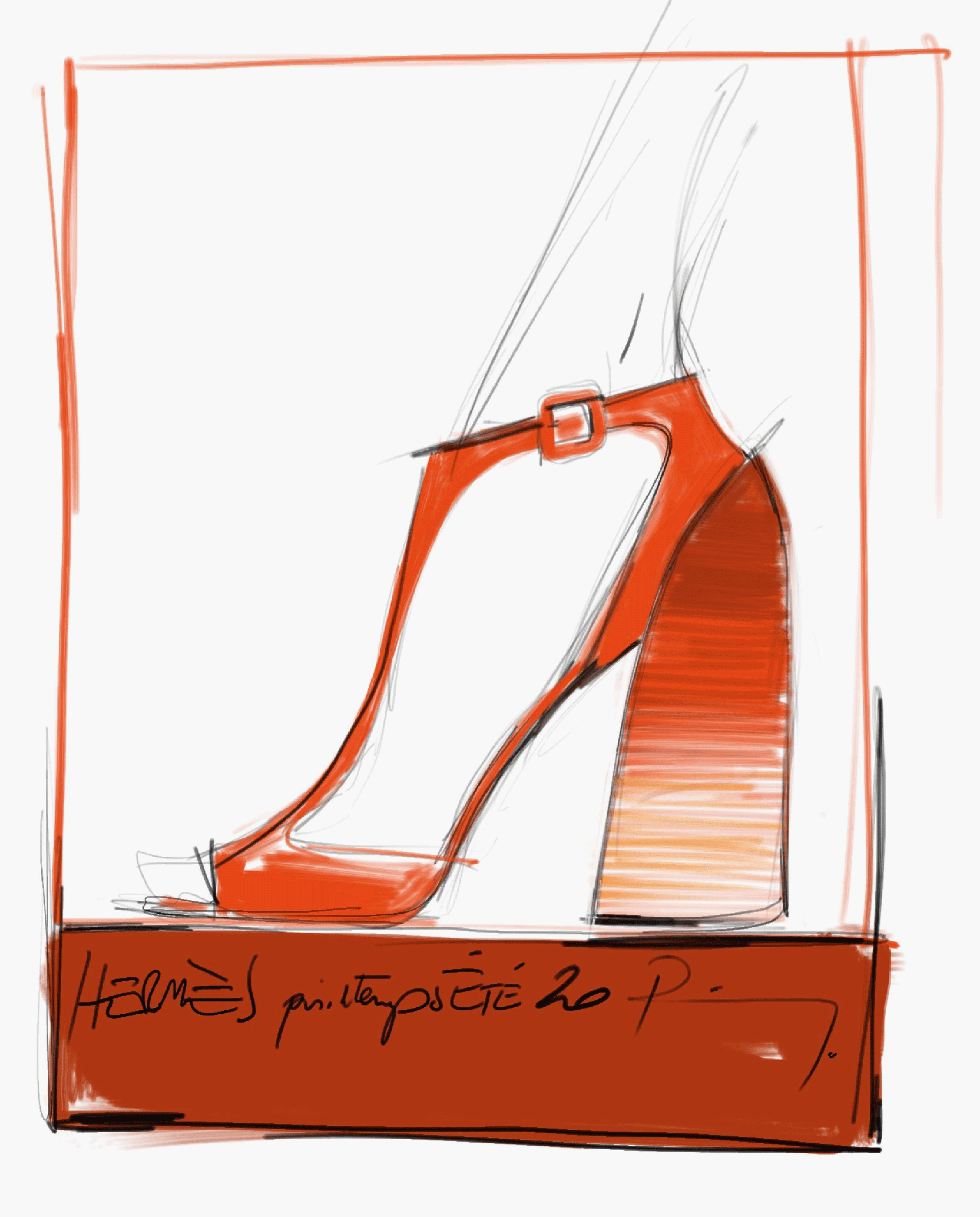 Hermès Ariane sandal sketch by Pierre Hardy