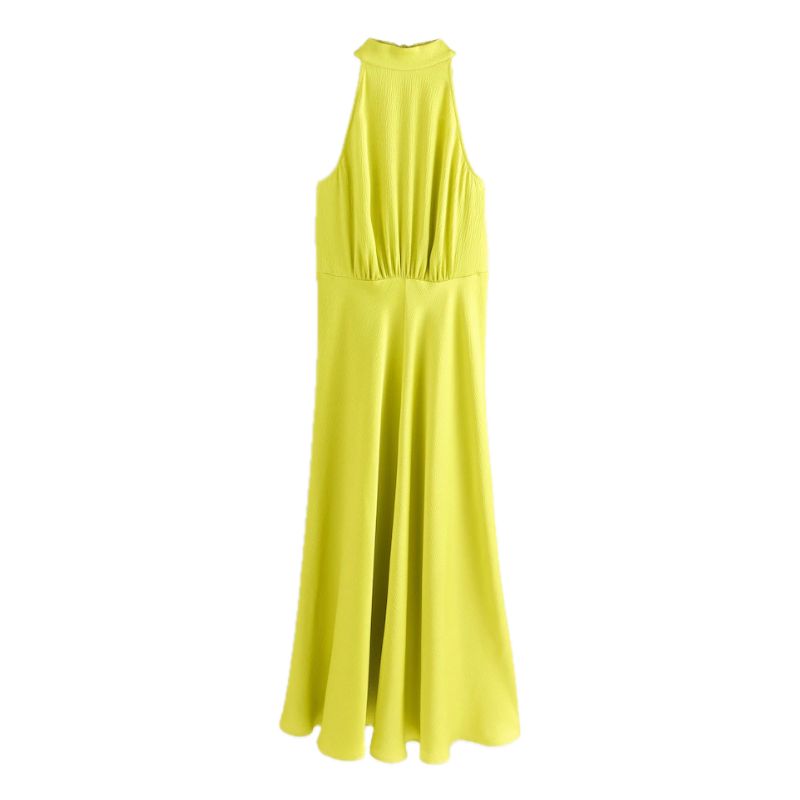 Next, Textured Satin Halter Sleeveless Dress