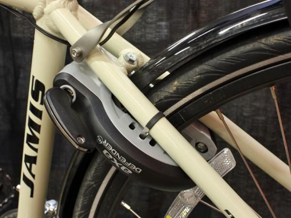 The Axa Basta Defender lock bolts to dedicated mounts in the seat stays if your bike is so equipped; otherwise the included hardened steel clamps are used.