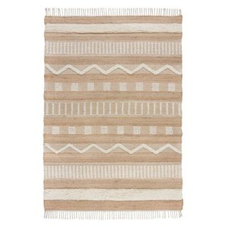 Jute rug with white stripes