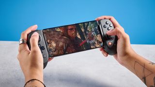 A black Backbone Pro mobile gaming controller