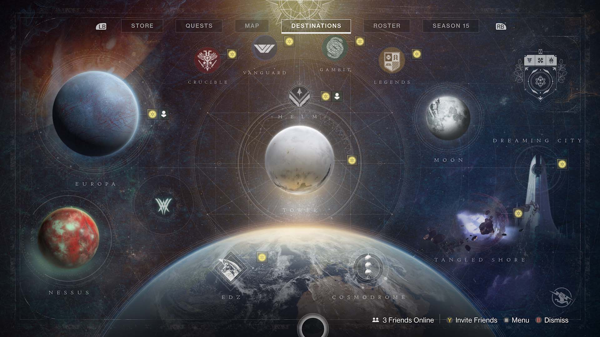 Destiny 2 destinations tab page all locations and weekly challenges