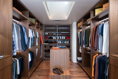 Premium Photo  Elegant and posh walk in closet with shoes racks interior  design