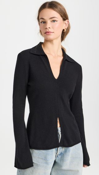 Jade Cashmere Collared Sweater