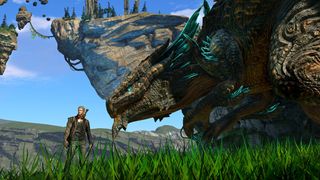 Thuban and Drew standing in a field in Scalebound