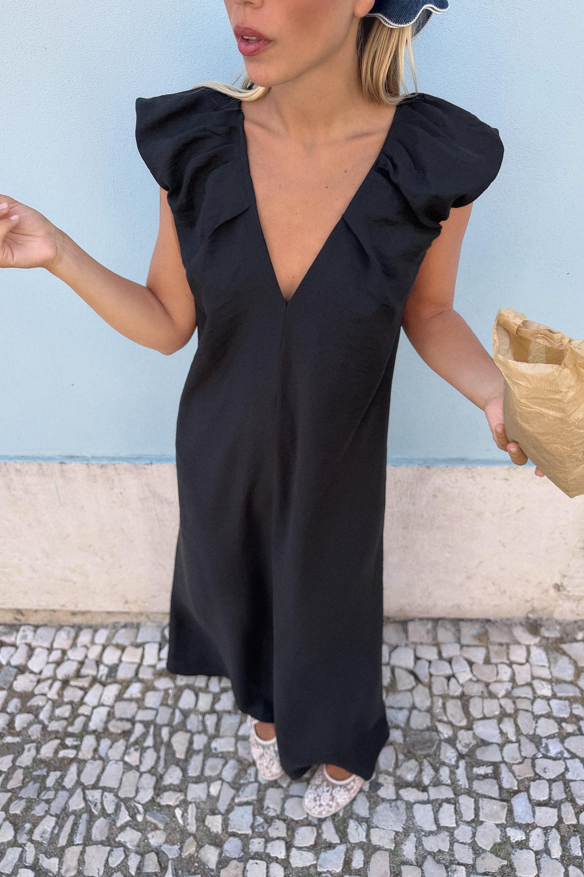 Sleeveless Long Dress - Black - Xs