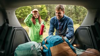 Couple preparing for a hike