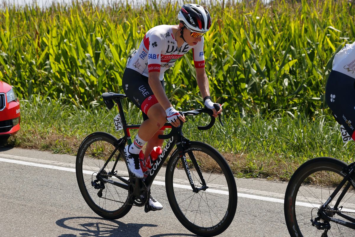 Tadej Pogacar at the 2020 Milan-San Remo – the Slovenian’s debut at the Italian Monument