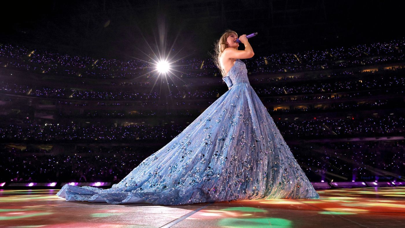 Taylor Swift performing at SoFi Stadium in California