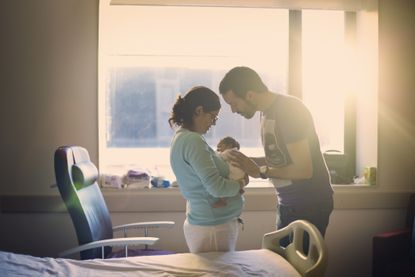 Parents with newborn at hospital