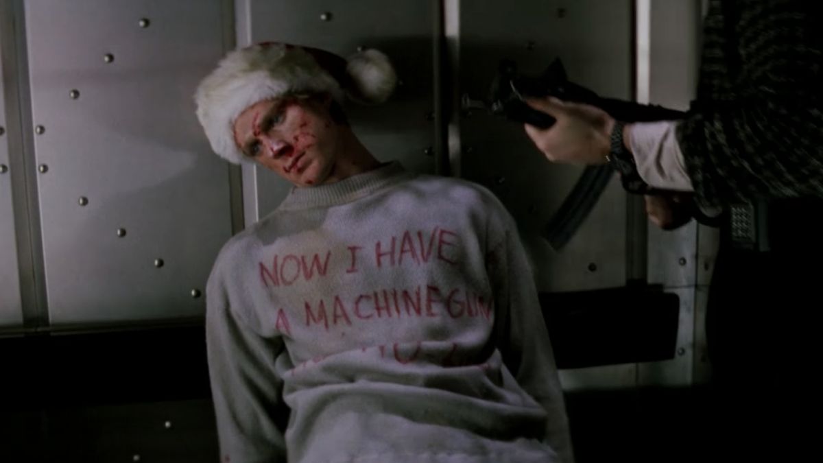 A dead terrorist with a Christmas message in Die Hard